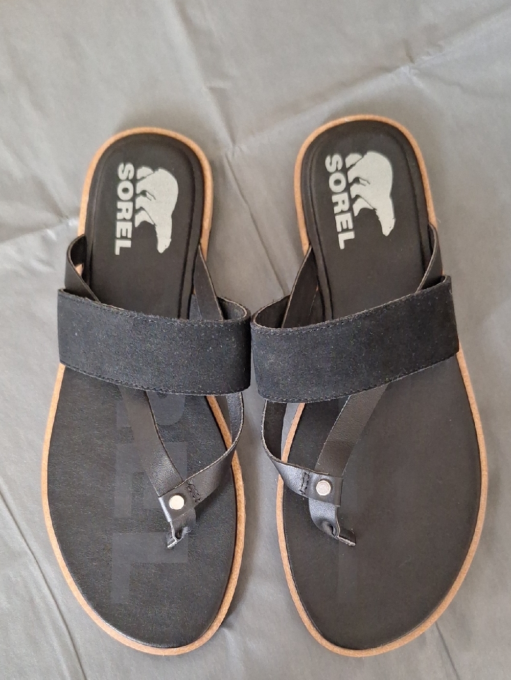 Sorel Black Suede & Leather Sandels Womens Size 8
